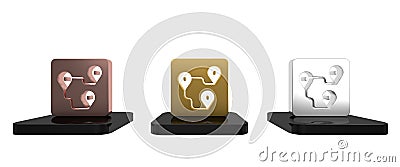 Colorful Route location icon isolated on white background. Map pointer sign. Concept of path or road. GPS navigator Cartoon Illustration