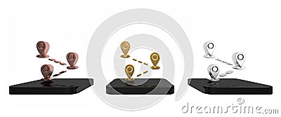 Colorful Route location icon isolated on white background. Map pointer sign. Concept of path or road. GPS navigator Cartoon Illustration
