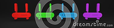 Colorful Router and wi-fi signal icon isolated on black background. Wireless ethernet modem router. Computer technology Cartoon Illustration