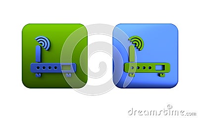 Colorful Router and wi-fi signal icon isolated on white background. Wireless ethernet modem router. Computer technology Cartoon Illustration