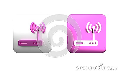 Colorful Router and wi-fi signal symbol icon isolated on white background. Wireless ethernet modem router. Computer Cartoon Illustration