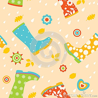 Colorful rubber boots seamless pattern Vector Illustration