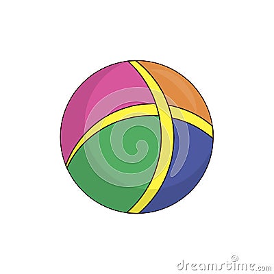 Colorful Rubber Childish Ball for Active Pastime Vector Illustration