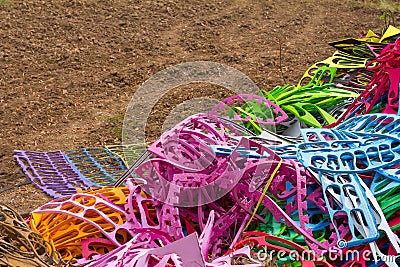 Colorful rubber on the ground Stock Photo