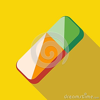 Colorful rubber pencil eraser icon, flat style Vector Illustration