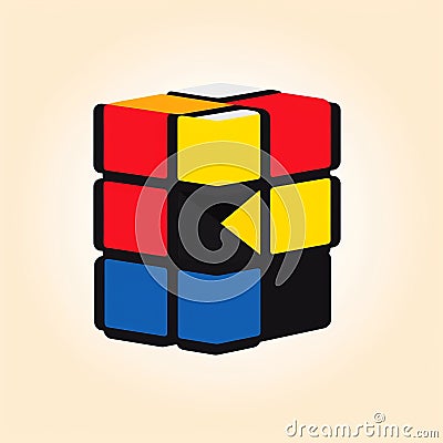 Colorful Rubik's Cube Illustration With Simplistic Characters And Ndebele Art Cartoon Illustration