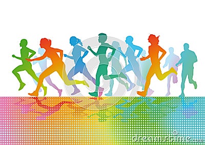 Colorful running figures Vector Illustration