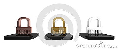 Colorful Safe combination lock icon isolated on white background. Combination padlock. Security, safety, protection Cartoon Illustration