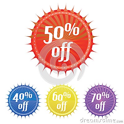 Colorful sale stickers Vector Illustration