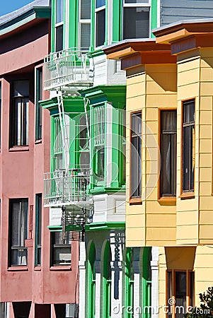 Colorful San Francisco Houses Stock Photo