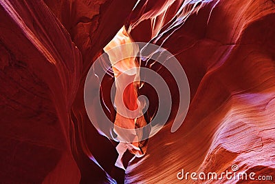 Colorful sandstone walls of Upper and Lower Antelope Canyon near Page Arizona Stock Photo