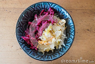 Colorful sauerkraut home made fermented food from red and green Stock Photo