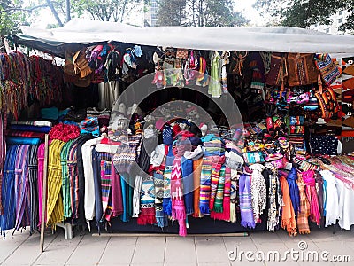 Colorful scarves in Souvenir Stand, Quito, Ecuador Stock Photo