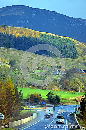 Colorful scenic view of the Scottish highlands in summer Editorial Stock Photo