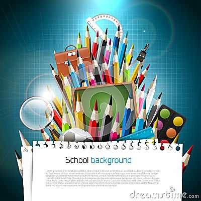 Colorful school supplies Vector Illustration