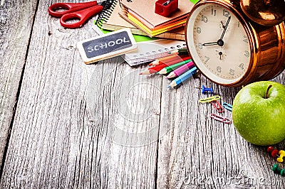 Colorful school supplies Stock Photo