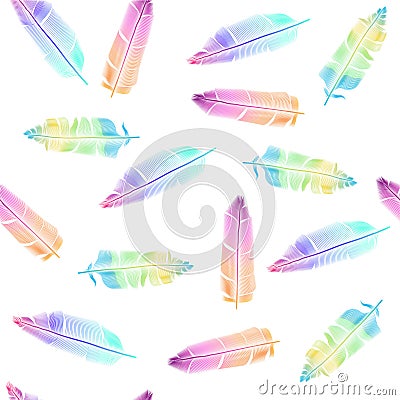 Colorful Seamless abstract feather pattern Vector Illustration