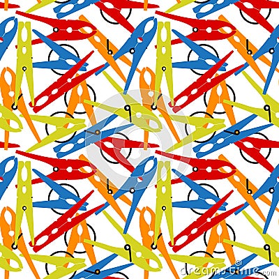 Colorful seamless background Clothes Peg. Vector. Vector Illustration