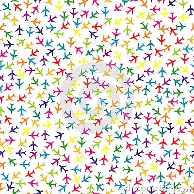 Colorful seamless background with planes Vector Illustration