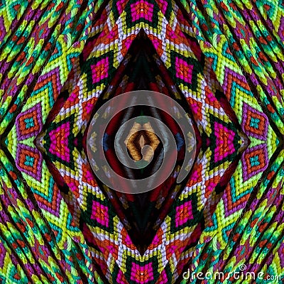 Colorful seamless embroidery pattern. Rainbow ikat ethnic ornament. Geometric embroidery style. Seamless striped pattern. Design Stock Photo