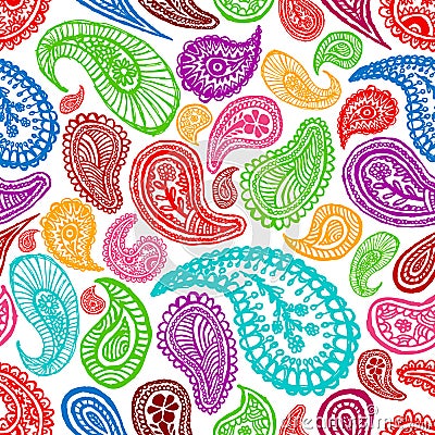 Colorful seamless paisley Vector Illustration