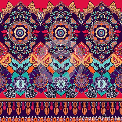 Colorful seamless Paisley pattern. Decorative indian ornament. Ornamental wallpaper Vector Illustration