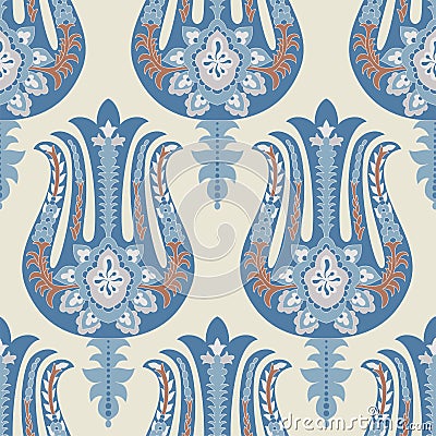 Colorful seamless Paisley pattern. Decorative indian ornament. Ornamental wallpaper Vector Illustration