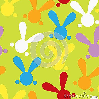 Colorful seamless patern with easter bunny. Vector Vector Illustration