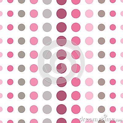 Colorful seamless pattern with circles, confetti. Pink and grey girl kids palette. Fashion style for prints, batik and silk textil Vector Illustration