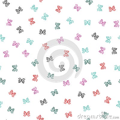 Colorful seamless pattern with cute butterflies drawn by hand. Vector Illustration