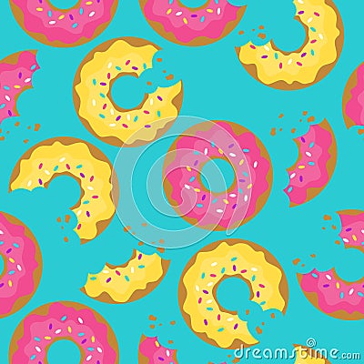 Colorful seamless pattern with donuts Vector Illustration