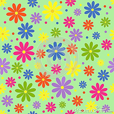 Colorful seamless, pattern of flower Vector Illustration