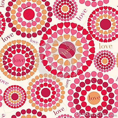 Colorful seamless pattern with hearts, Happy Valentine's day Vector Illustration