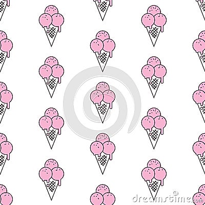 Colorful seamless pattern of ice cream in pop art style. Ice cream background Vector Illustration