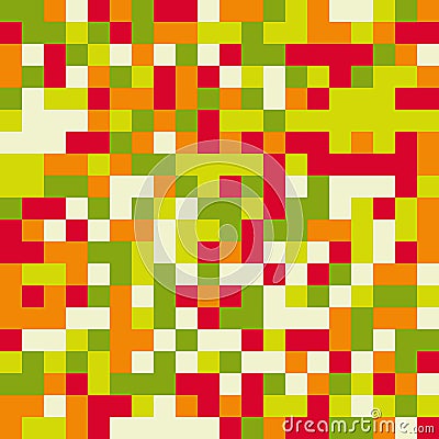 Colorful seamless pattern in pixel 8bit style in bright colors Vector Illustration