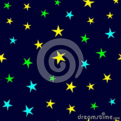 Colorful seamless pattern with scattered stars. Endless print. Vector Illustration