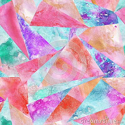 Seamless pattern of watercolor abstract pieses Stock Photo