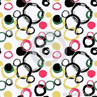 Colorful seamless pattern - watercolor circles. Vector Illustration