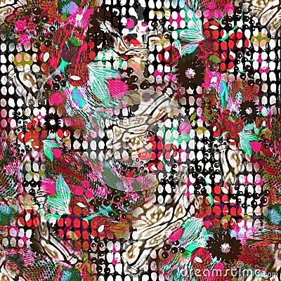 Colorful seamless pattern with wild Leopards Stock Photo