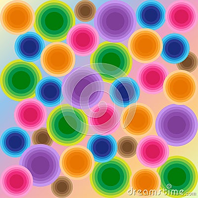 Colorful seamless psychedelic disco circles - illustrated background Vector Illustration