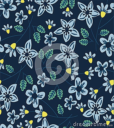 Outlined stylized flowers and leaves. Vectore file Vector Illustration