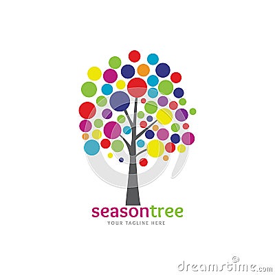 Colorful season tree Vector Illustration
