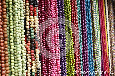 Colorful seed necklaces Stock Photo