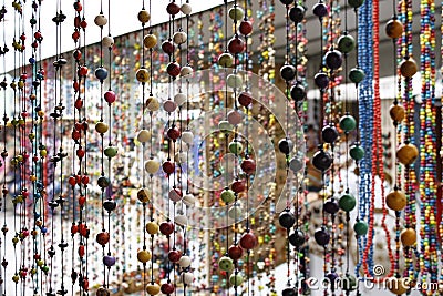 Colorful seed necklaces Stock Photo