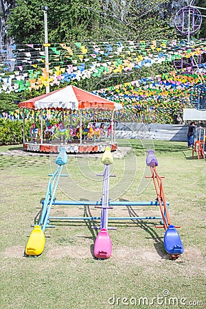 Colorful seesaw in the park Stock Photo