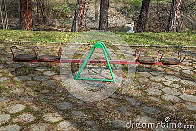 Colorful seesaw in a park Stock Photo
