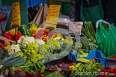 Colorful selection of vegetables on the farmers market in Mainz Stock Photo