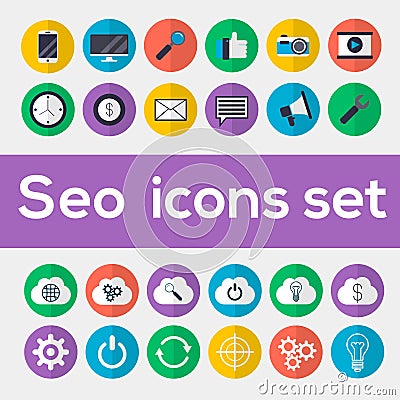 Colorful seo icons set Vector Illustration