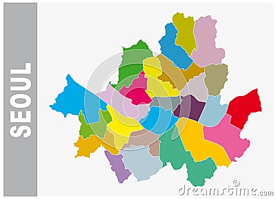 Colorful Seoul administrative and political map Vector Illustration