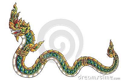 Colorful Serpent or Naga legendary animal of Thailand Vector Illustration